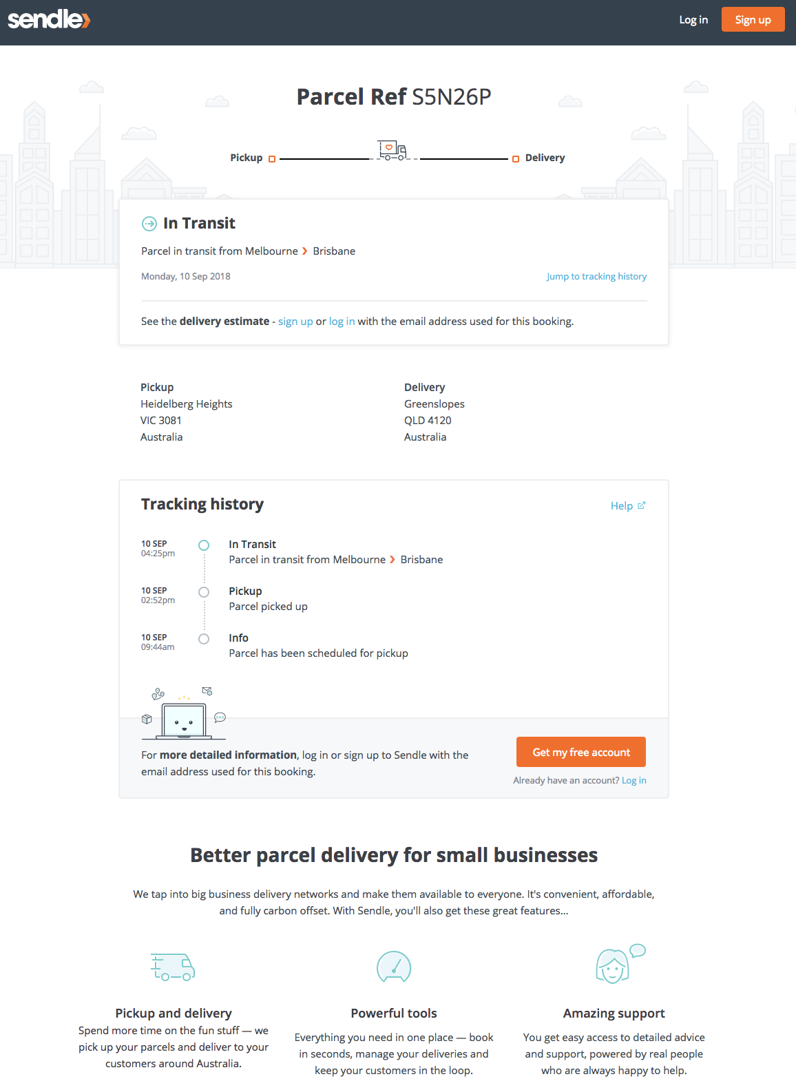 Track my parcel I'm the receiver Sendle Support